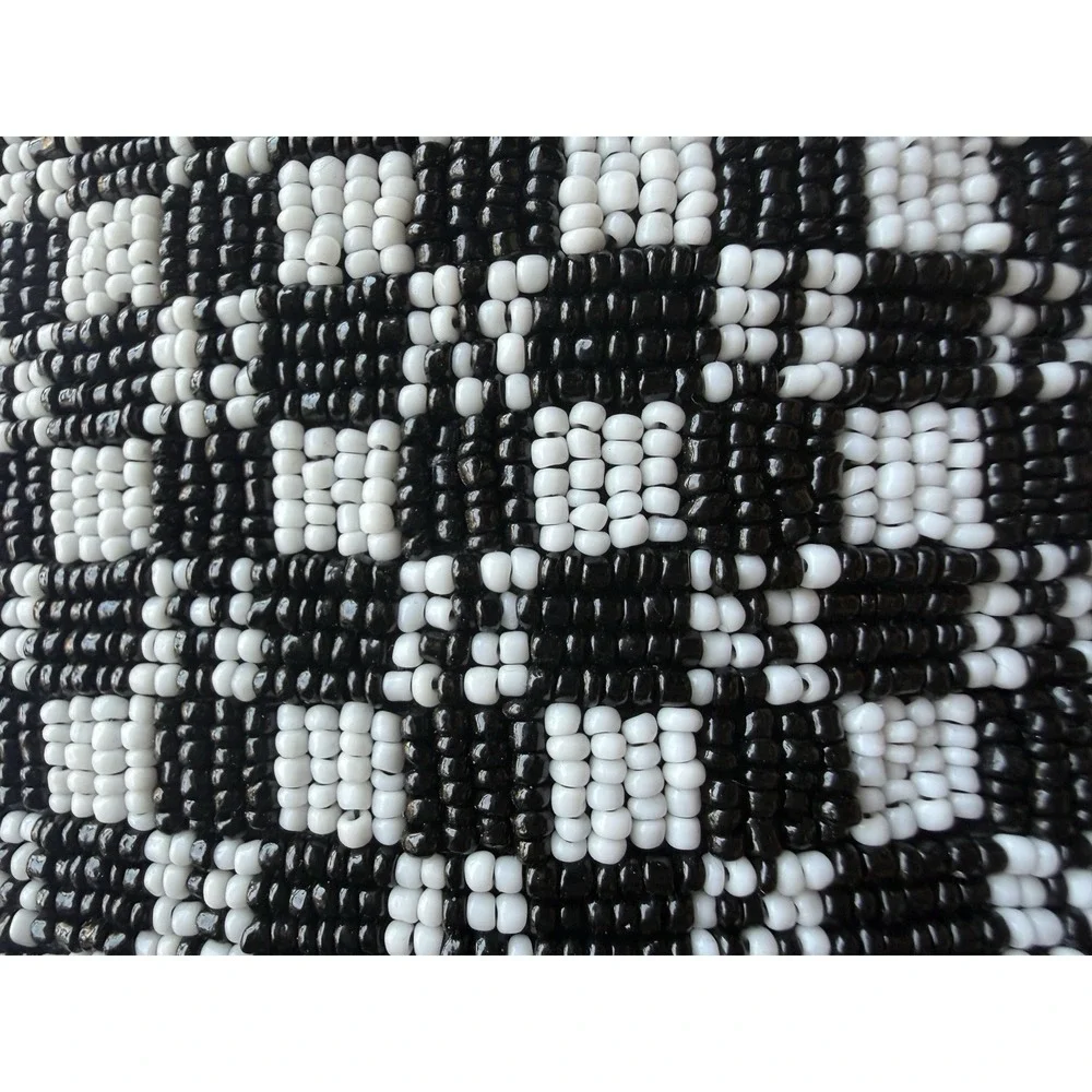 Anthropologie Fiona Beaded Shoulder Bag Black White Checker Viral Rare